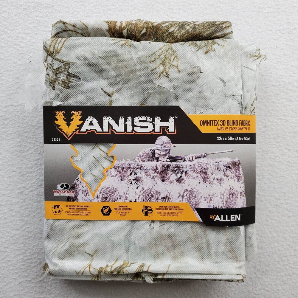 Vanish Omnitex 3D Blind Fabric Brush Winter 56x12' Snow Camo Hunting Mossy‎ Oak